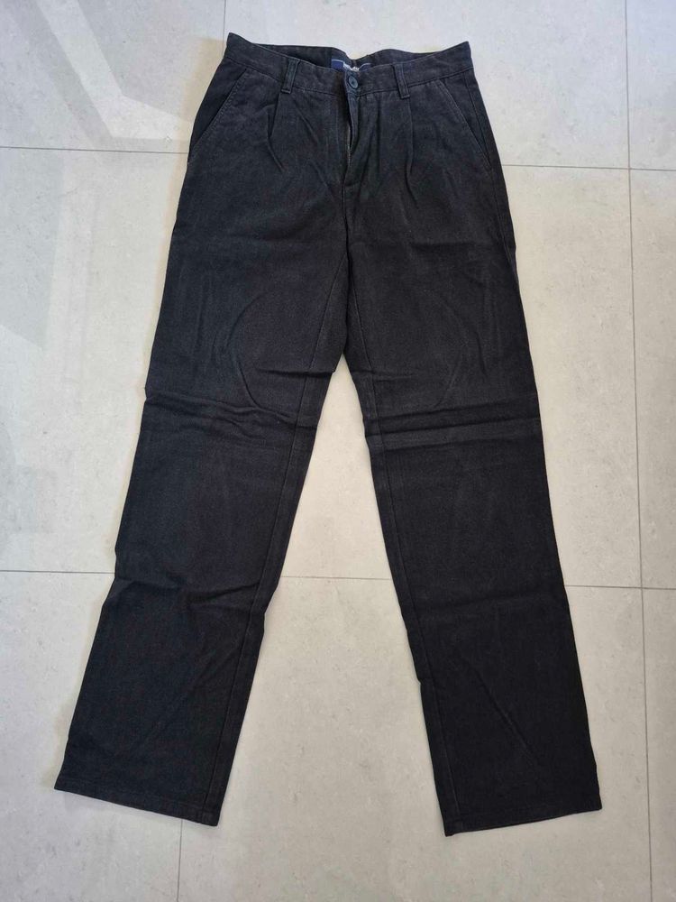 Classic Dark Relaxed Fit Korean Pleated Trousers