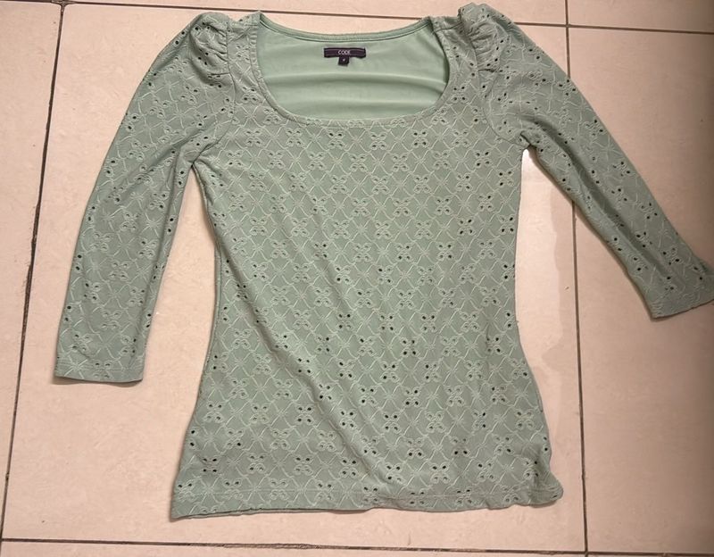 Mint Green Broderie Anglaise Top