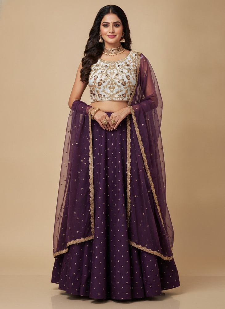 Embroidered Lehenga Choli Set (Free size upto L)