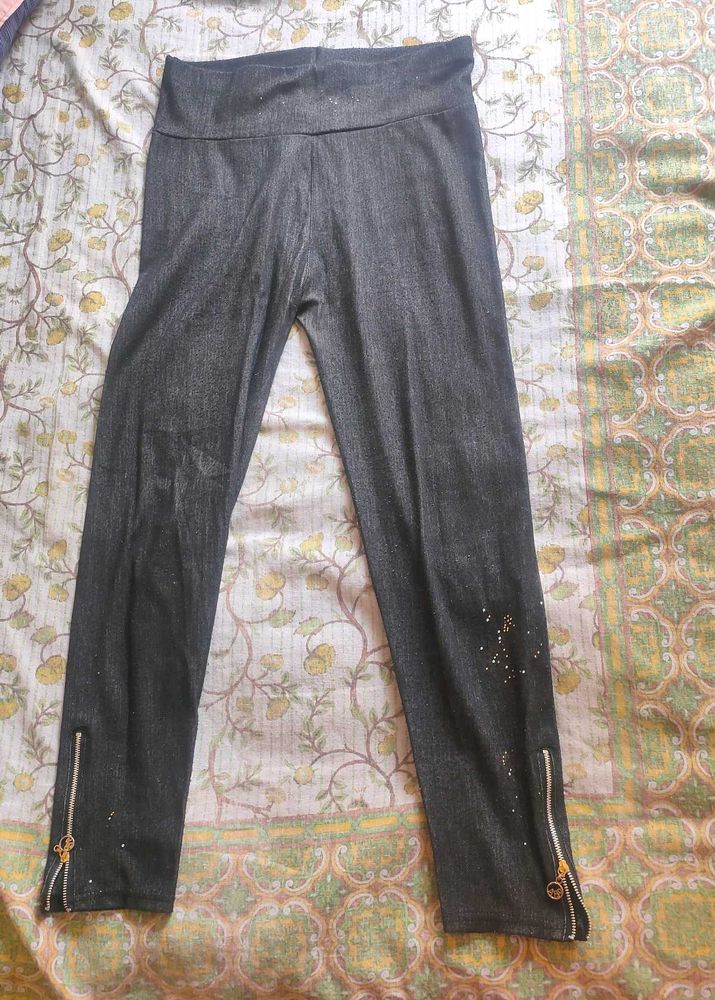 Sparkly Zip Detail Skinny Jeans