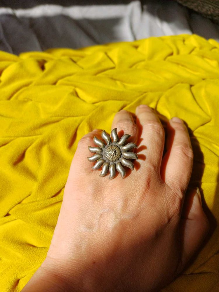 Unique Sun-Shaped brass Statement Ring