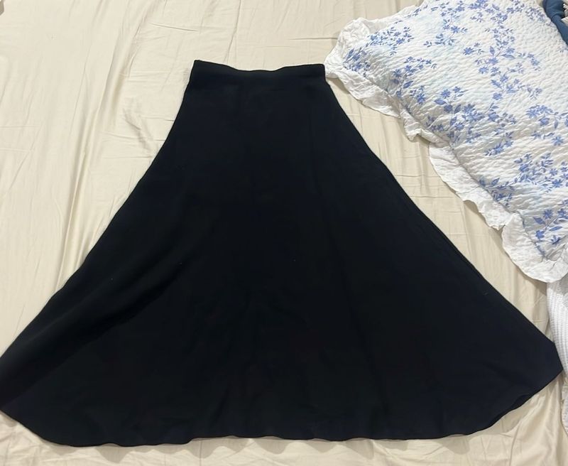 Elegant Black A-Line Maxi Skirt