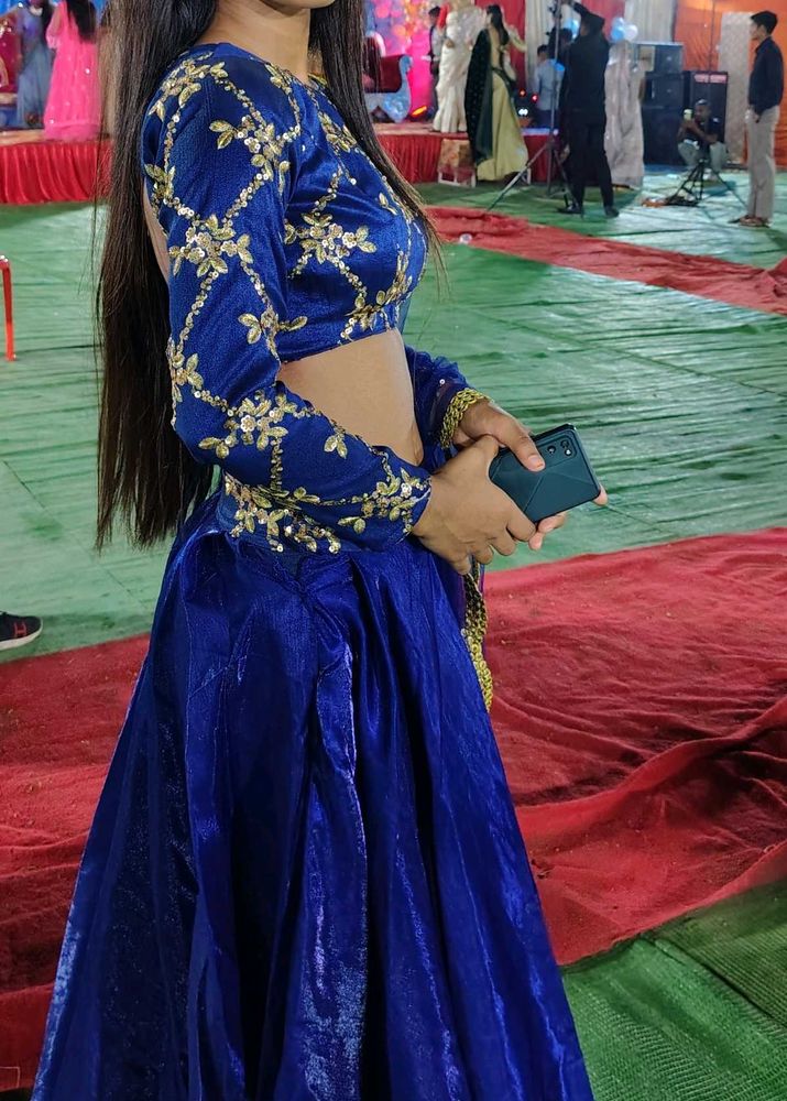 Blue Embroidered Lehenga Set