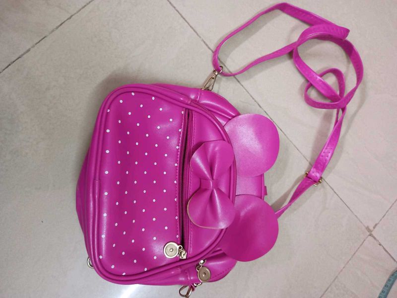 Pink Polka Dot Bow Backpack Bag