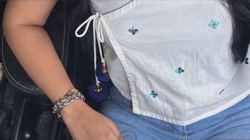 White Sequin Sleeveless Top