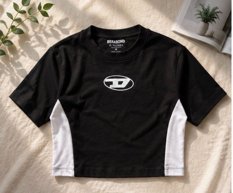 Black &amp; White Cropped T-Shirt
