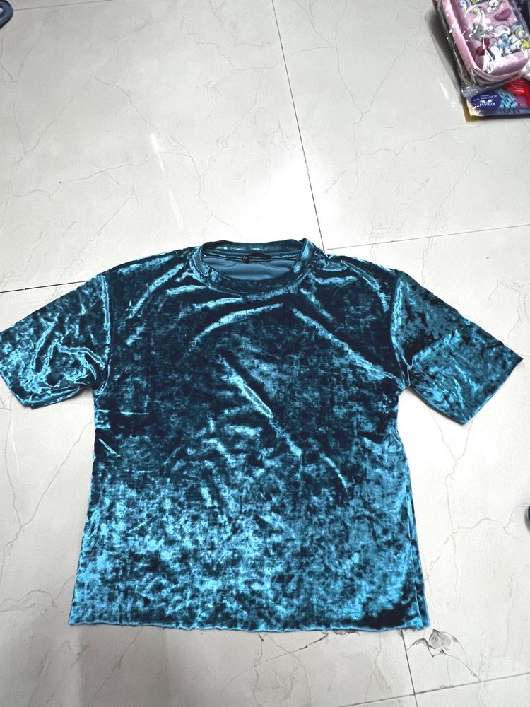 Teal Velvet Tee