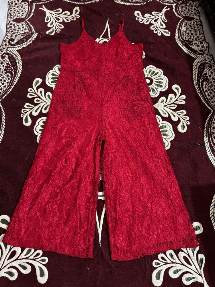 Red Lace Jumpsuit