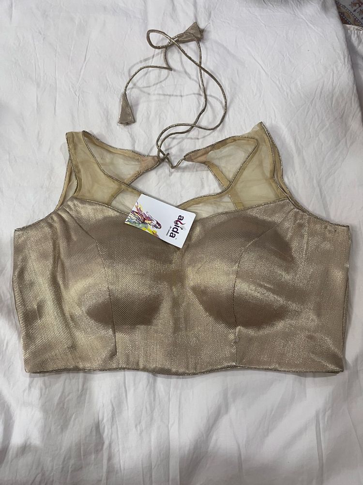 Golden Sheer Neckline Blouse
