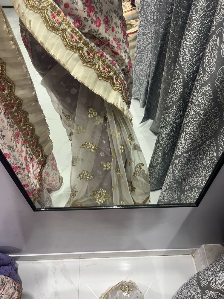 Elegant Floral Saree with Embellishments
