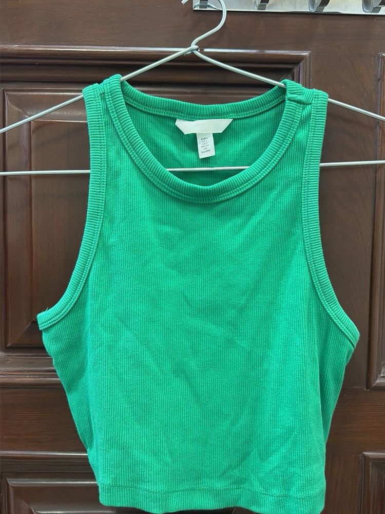 Green Ribbed Tank Top