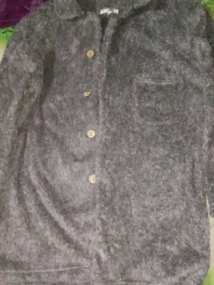 Cozy Grey Button-Down Coat