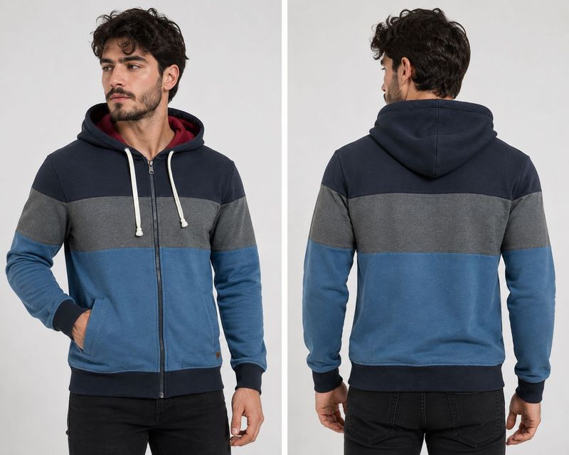 Mast &amp;Harbour Men's Color Block Zip-Up Hoodie