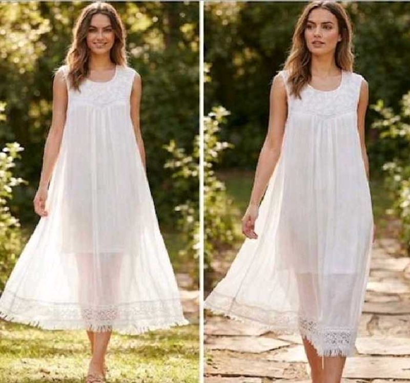White Lace Detail Summer Dress