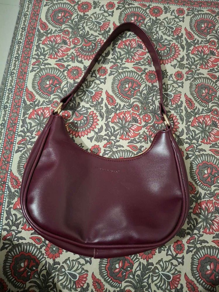 Stylish Maroon Hobo Bag