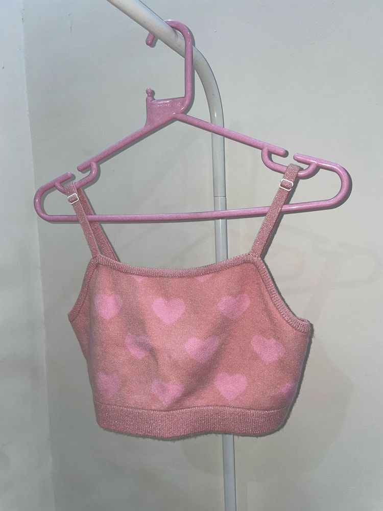 Pink Heart Crop Top