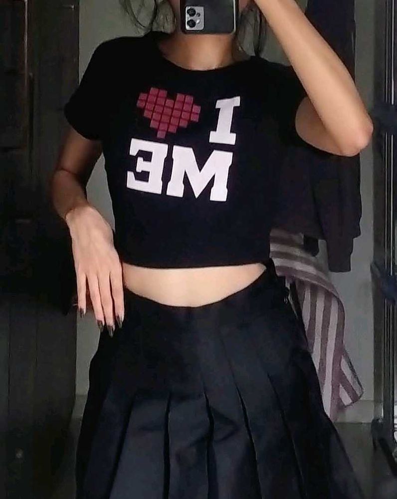I Love Me Black Crop Top