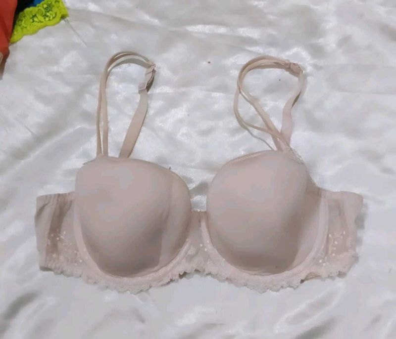 Nude Padded Bra with Lace