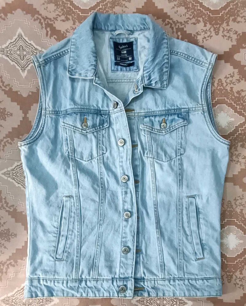 Splash Blue Men's Denim Sleeveless Jacket