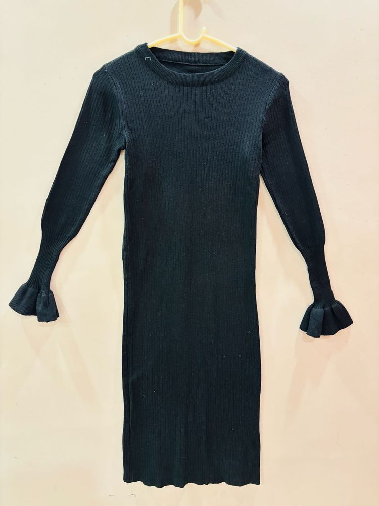 Black Knit Midi Dress
