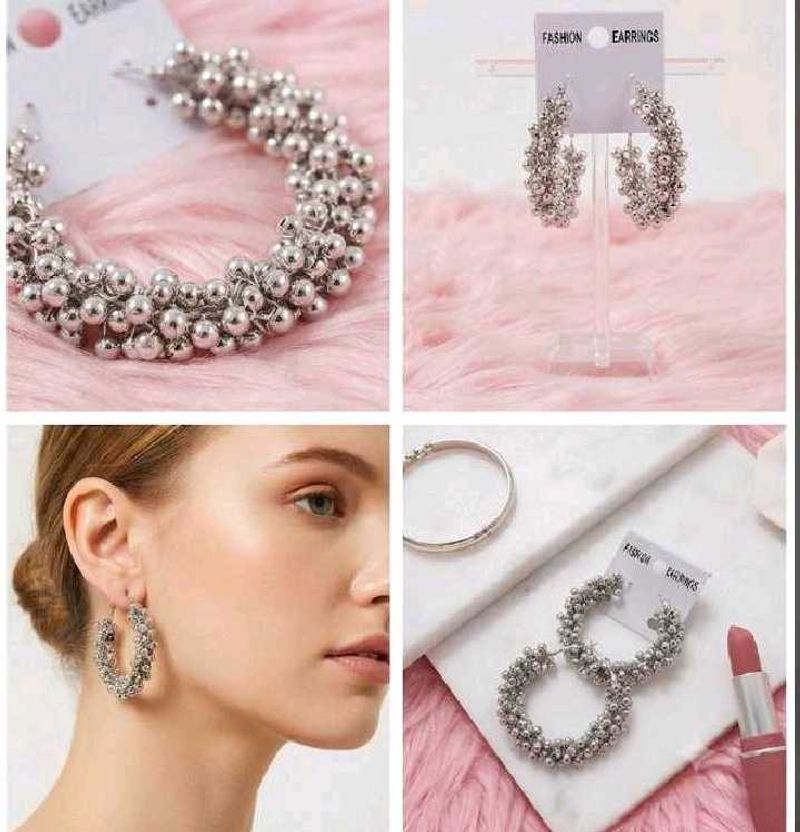 😍combo 😍Silver Tassel Hoop Earrings