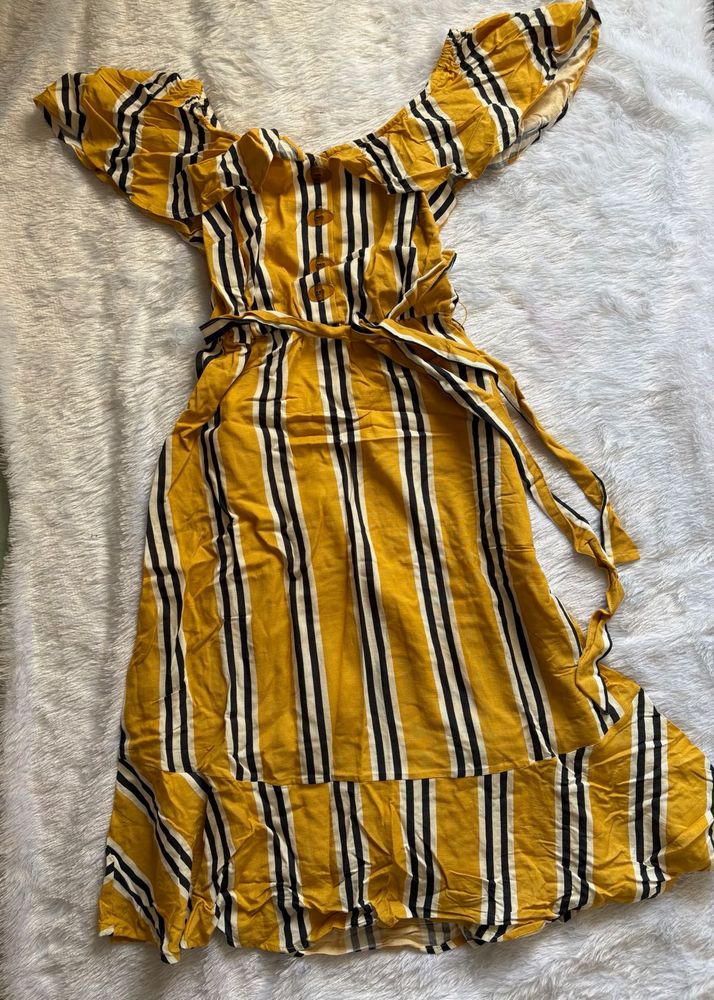 Striped Off-Shoulder Maxi Dress