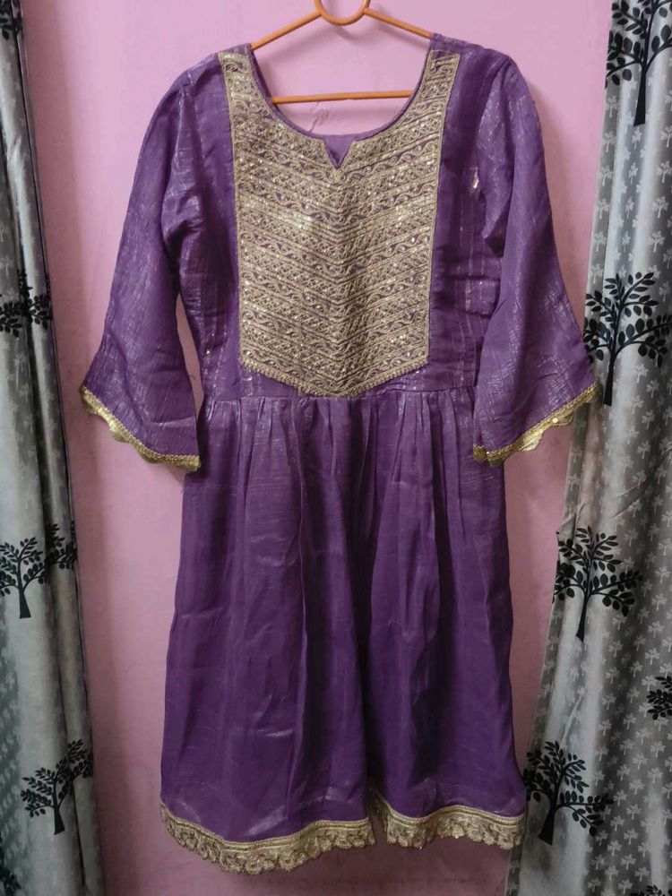 Elegant Purple kurta pant dupatta set