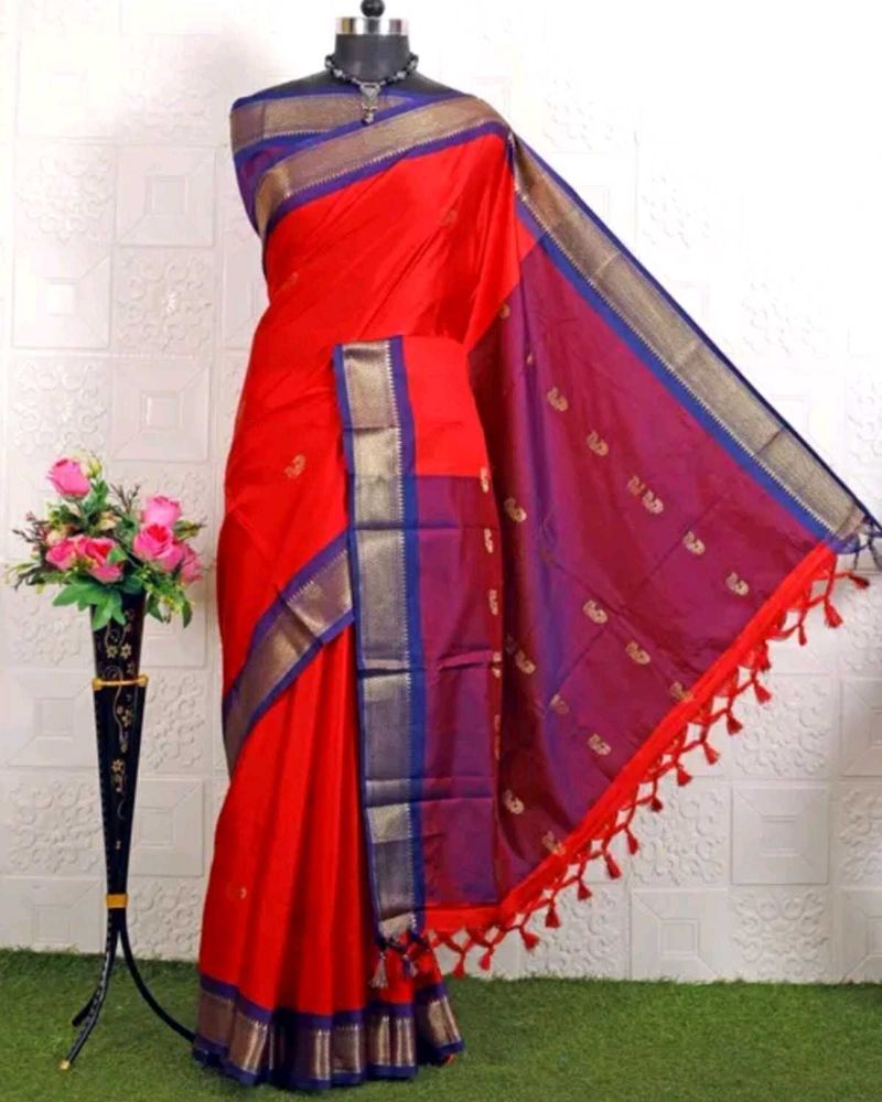 COTTON SILK RED COLOR SAREE