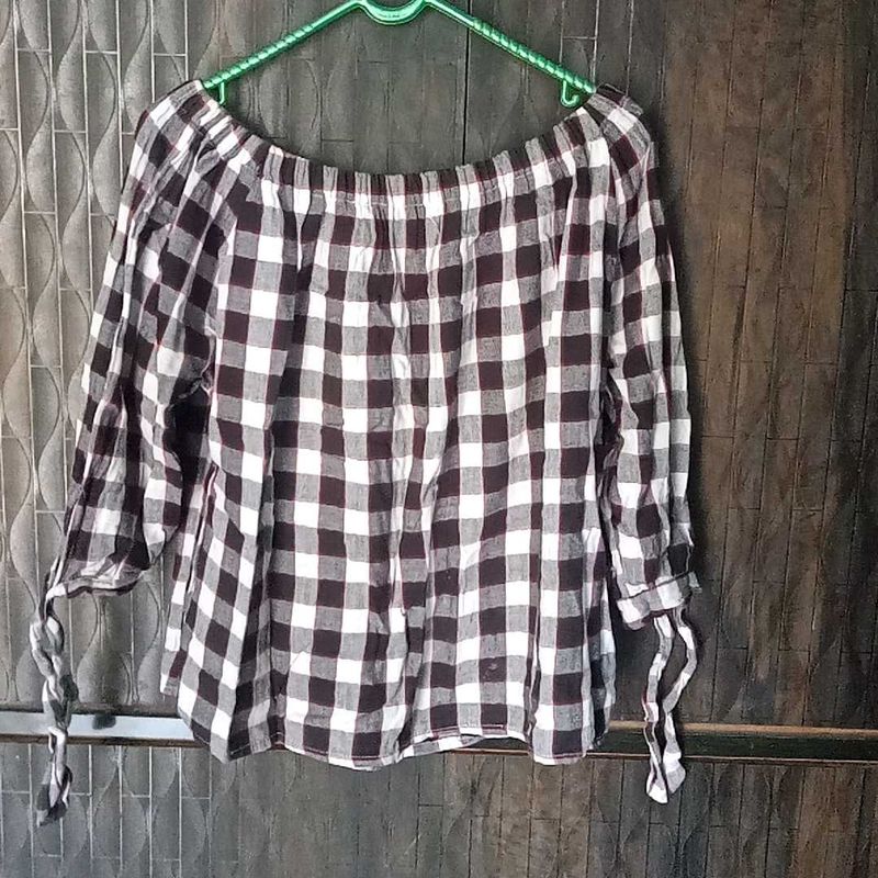 Checkered Off-Shoulder Top
