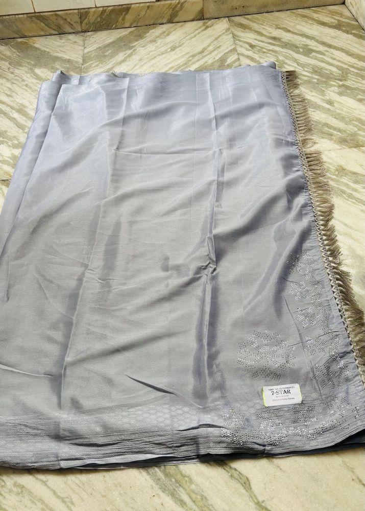 Elegant Grey Saree with Embellishments