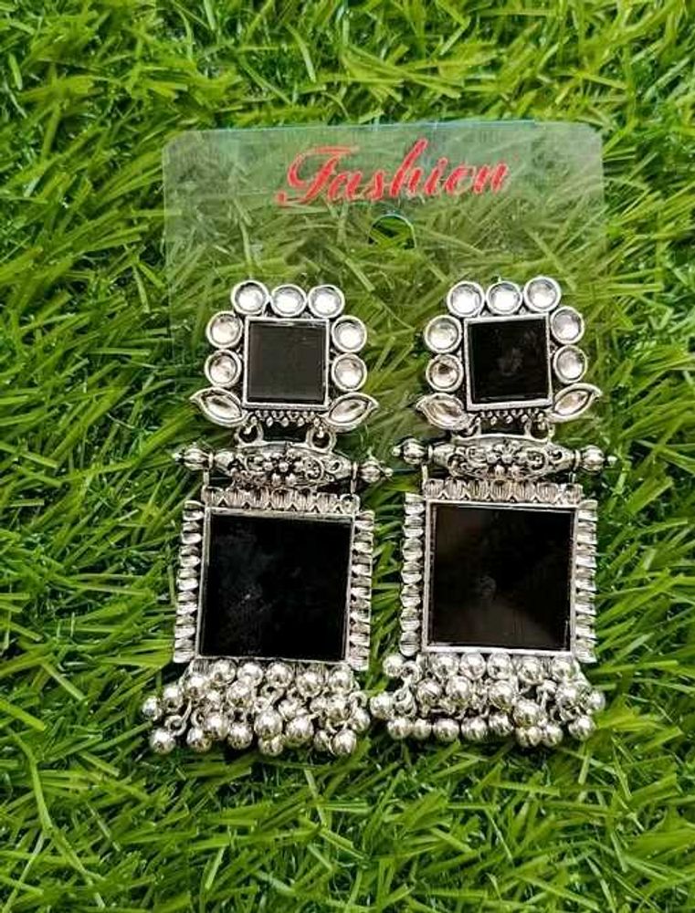 Stylish Silver Black Earrings