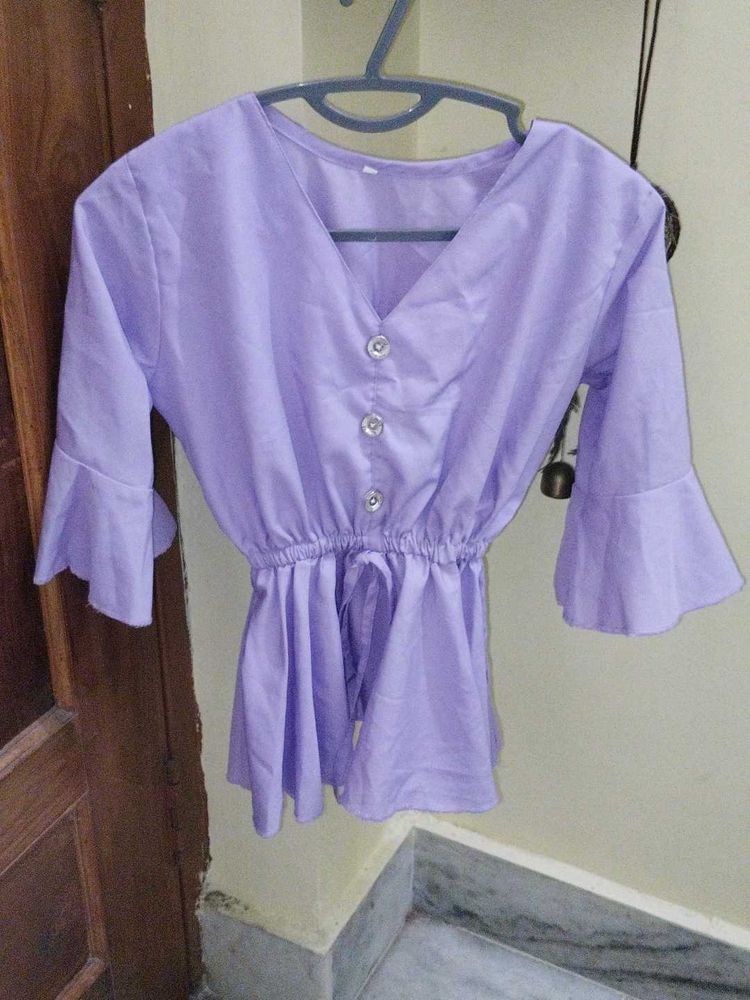 Lavender Bell Sleeve Peplum Top
