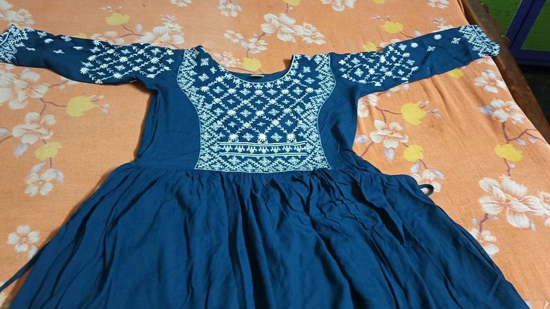 Beautiful Blue Embroidered Anarkali Gown