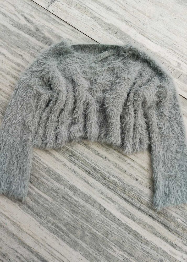 Cozy Faux Fur Cropped Sweater