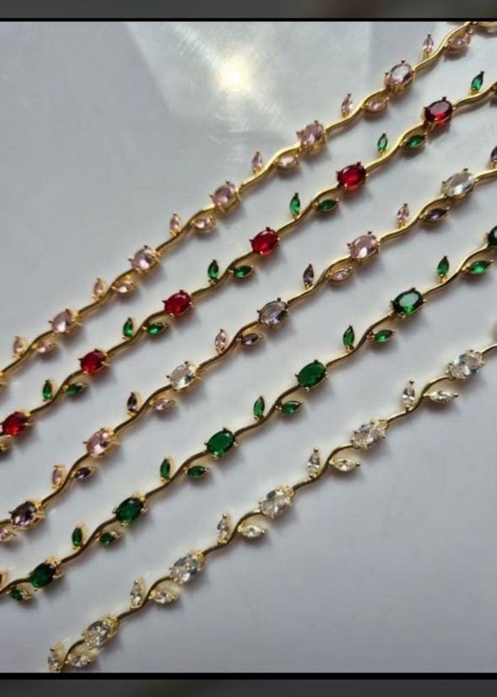 Sparkling Gemstone Leaf Bracelets