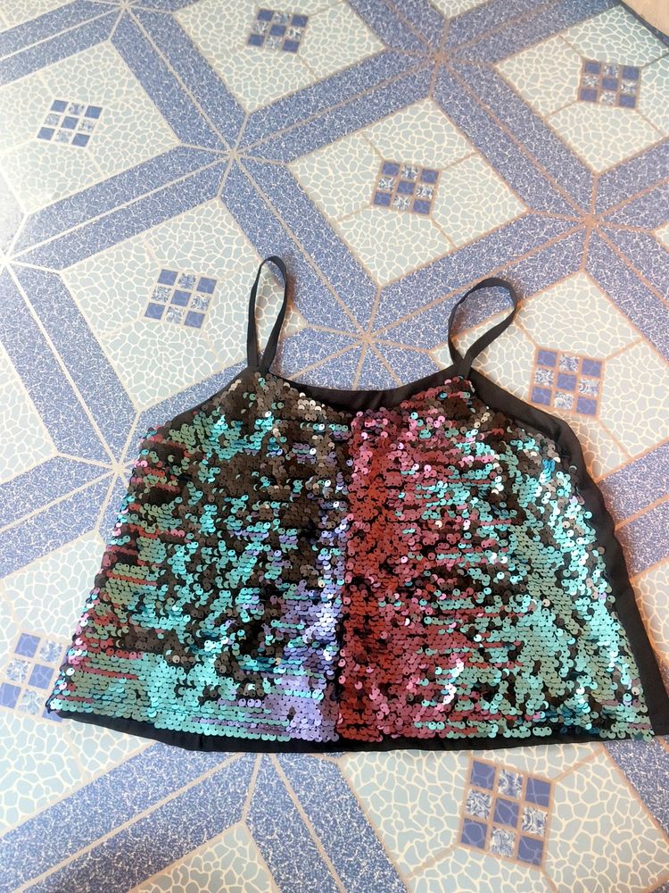 Pary Wear Top For Girls In Black Colour