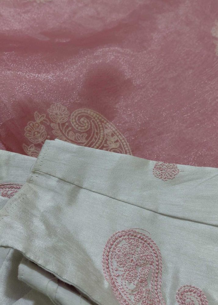 Elegant Pink Saree with Paisley Embroidery