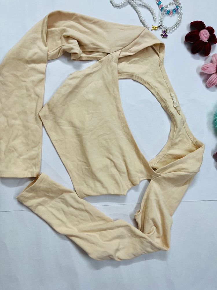 White Long Sleeve Crop Top