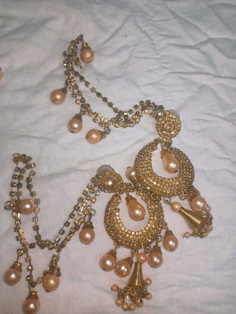 3 set earring kombo Vintage Pearl and Rhinestone C