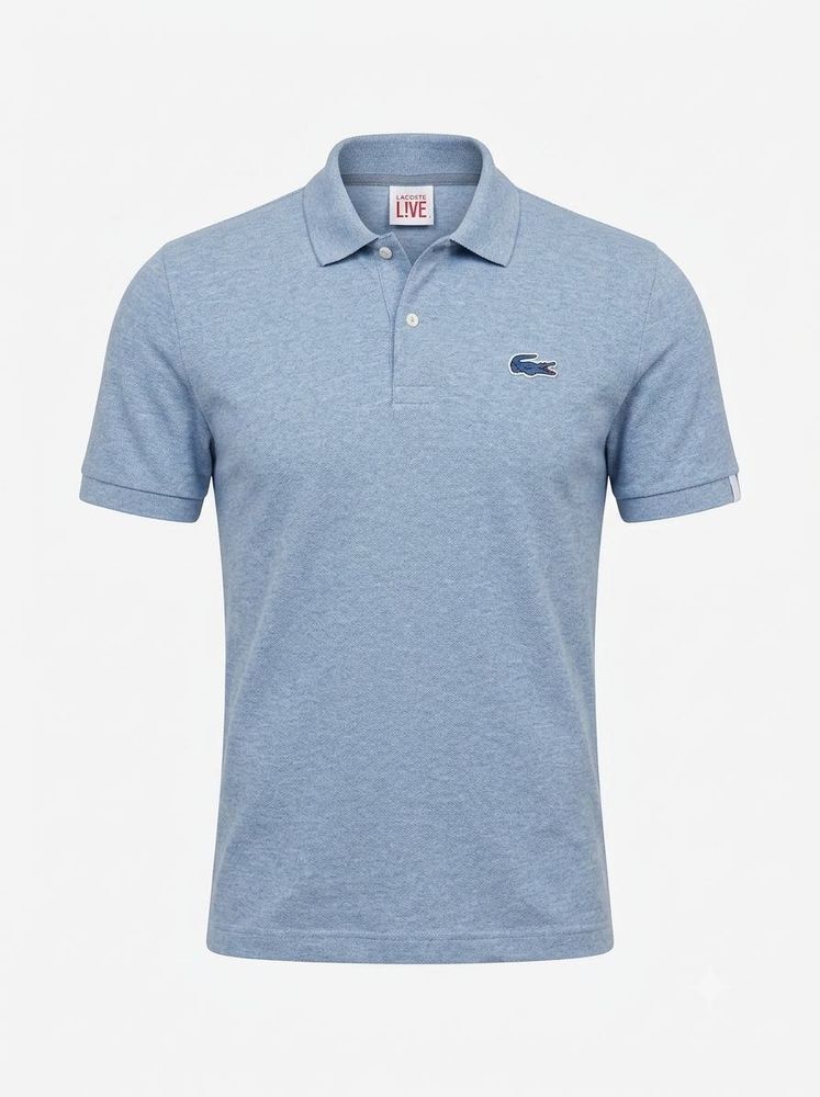 LACOSTE Heather Blue Cotton Polo Shirt Men’s