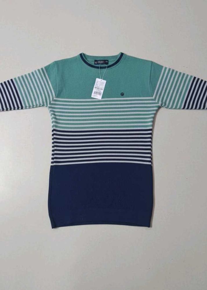 Striped Crew-Neck Knit Sweater