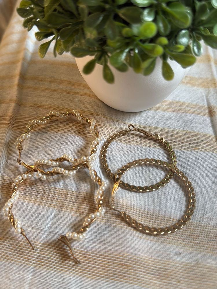 Elegant Pearl &amp; Gold Hoop Earrings