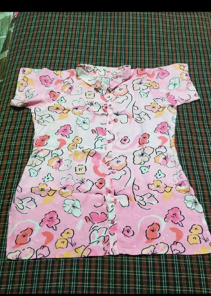 Pink Floral Shirt with Shorts