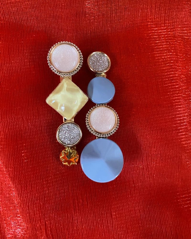 Pretty Skyblue With Marble Stone Hair Clips