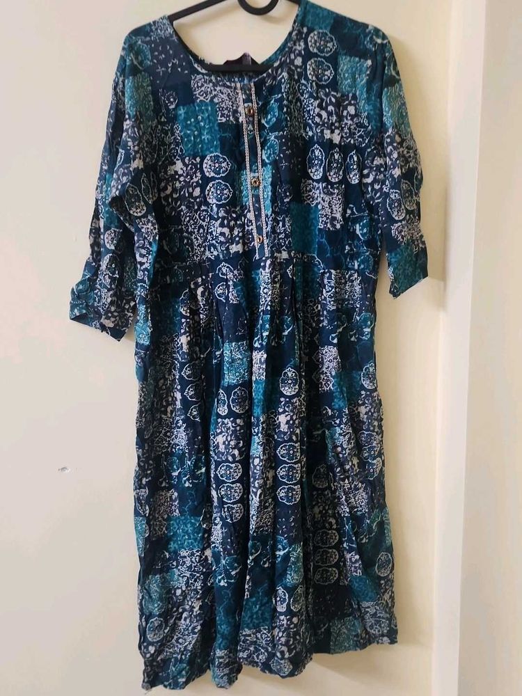 Patchwork Print anarkali kurti