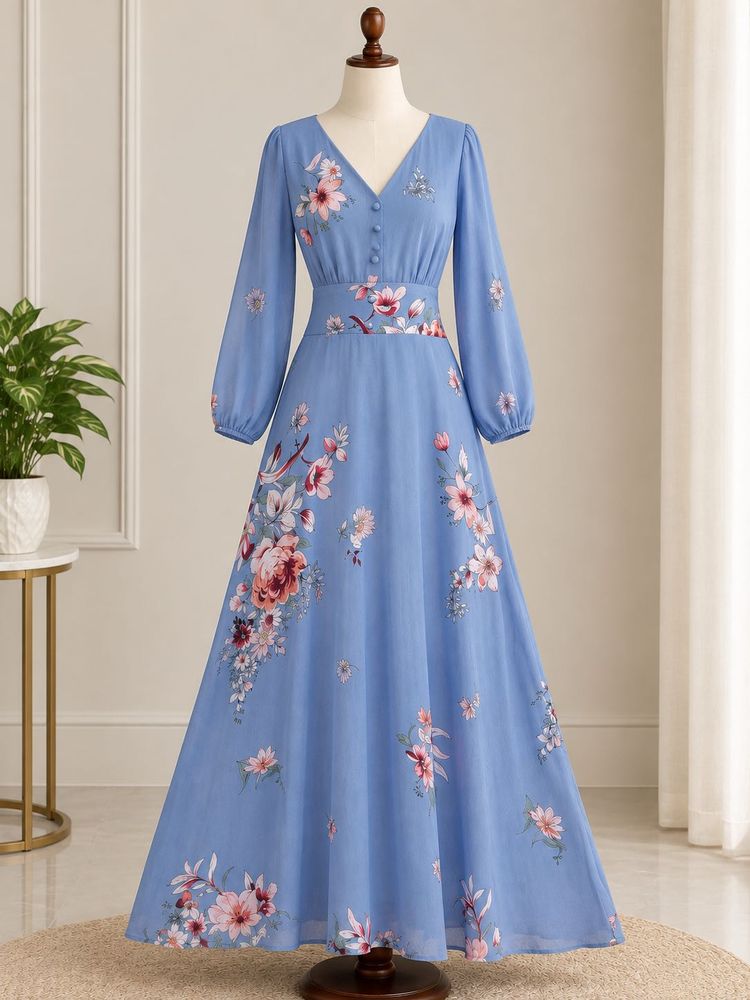 Blue Floral Maxi Dress