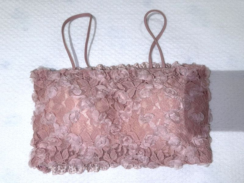 Lace Bralette with Floral Appliques