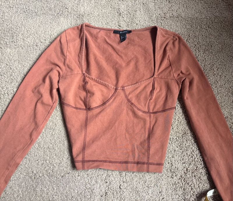 Rust Long Sleeve Corset Top