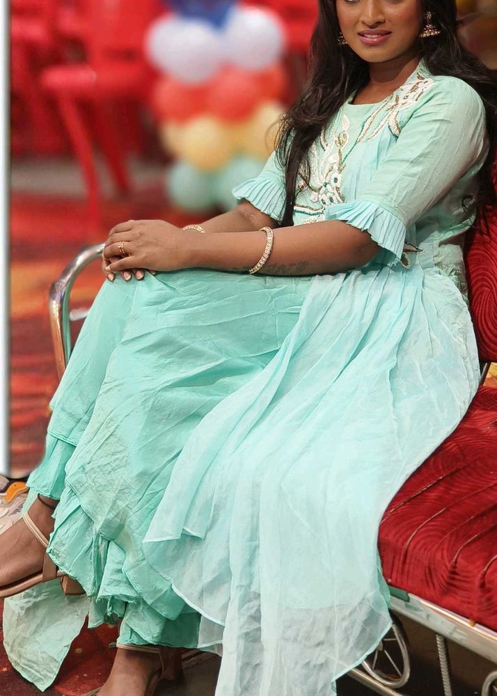 Beautiful Mint Green Kurta plazoo set