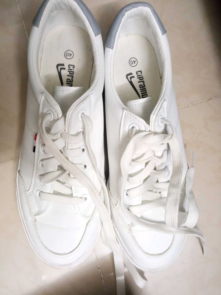 Classic White Lace-Up Sneakers